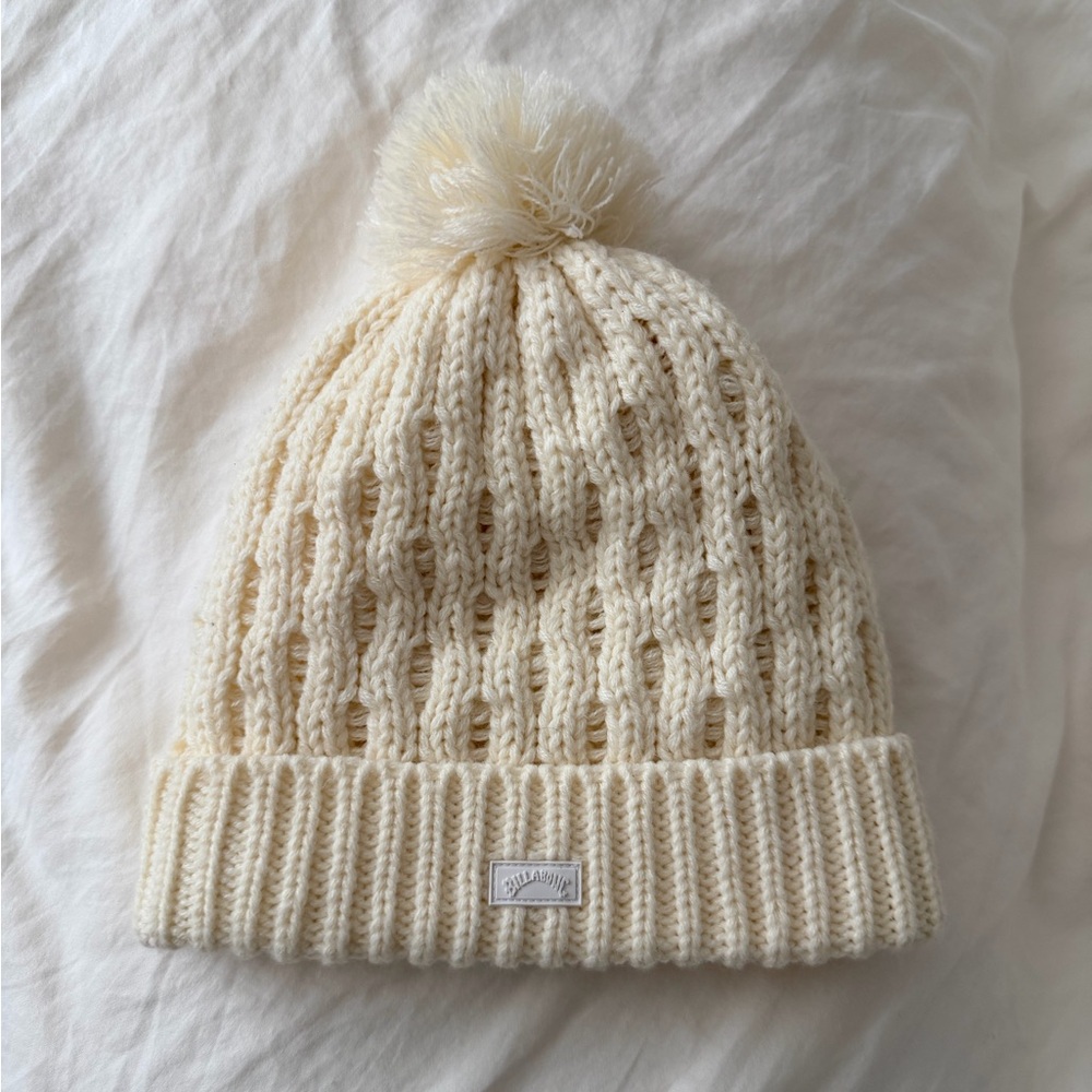 Billabong Cream Knit Beanie with Pom-Pom